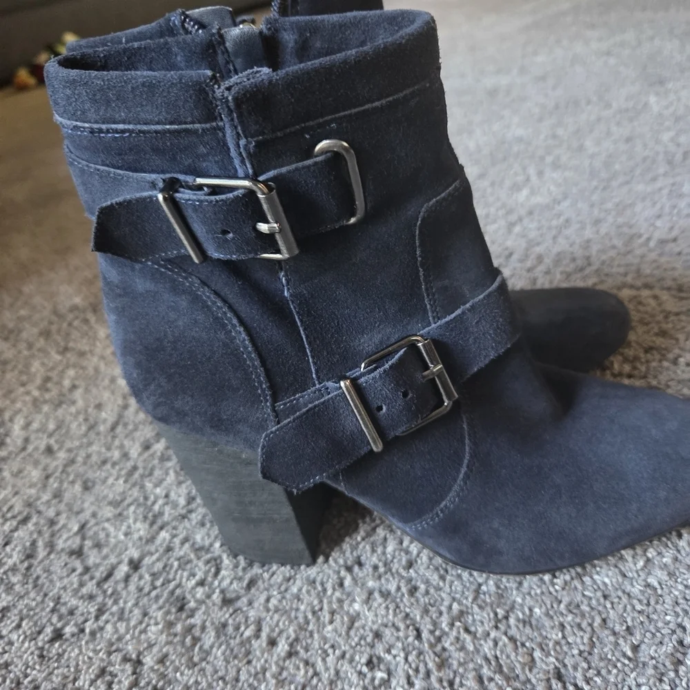 Vince Camuto Blue Ankle Booties with Double Buckles